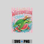 Do The Watermelon Crawl Turtle Girly Striped Summer PNG SVG