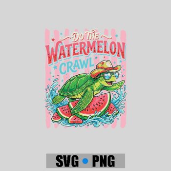 Do The Watermelon Crawl Turtle Girly Striped Summer PNG SVG