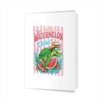 Do The Watermelon Crawl Turtle Girly Striped Summer Greeting Card