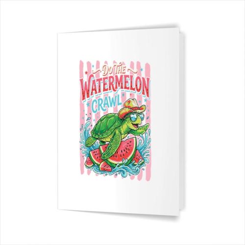 Do The Watermelon Crawl Turtle Girly Striped Summer Greeting Card 1 Do The Watermelon Crawl Turtle Girly Striped Summer Greeting Card