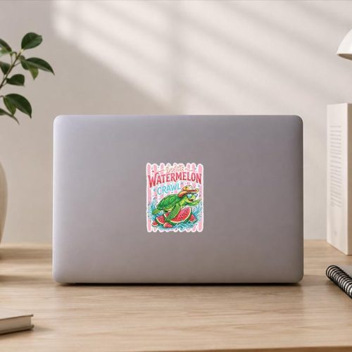 Do The Watermelon Crawl Turtle Girly Striped Summer Sticker 3 Do The Watermelon Crawl Turtle Girly Striped Summer Sticker