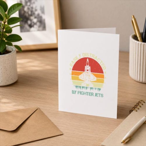 Easily Distracted By Fighter Jet F35 Lightning Greeting Card