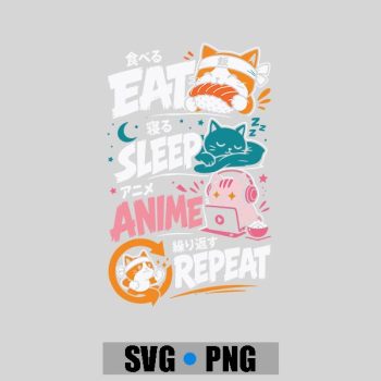 Homepage 123 Eat Sleep Anime Repeat Cute PNG SVG