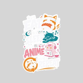 Eat Sleep Anime Repeat Cute Sticker