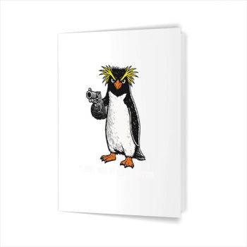 Homepage 34 Flight Was Never An Option Rockhopper Penguin Gun Meme Greeting Card