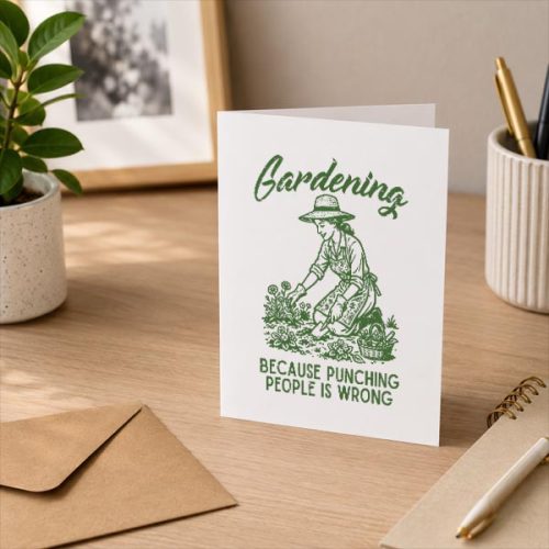 Gardening Because Punching People Wrong Gardener Greeting Card 3 Gardening Because Punching People Wrong Gardener Greeting Card
