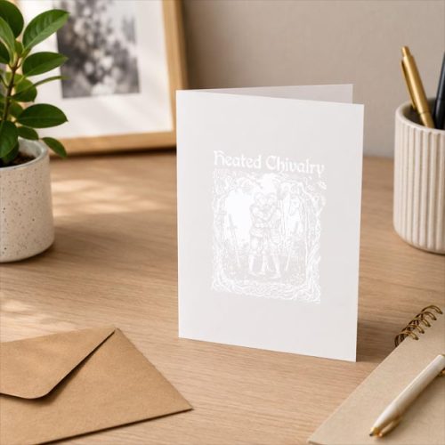 Heated Chivalry Medieval Knights Kissing Pride Greeting Card