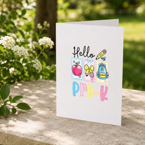 Hello Preschool Teacher Student First Day Back To School Greeting Card