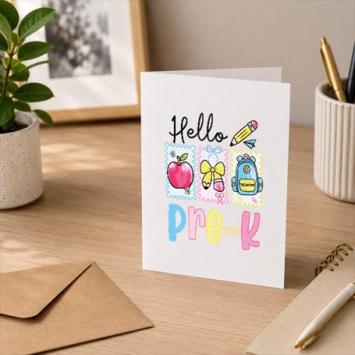 Hello Preschool Teacher Student First Day Back To School Greeting Card