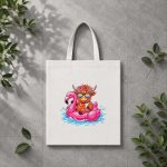 Highland Cow On Flamingo Float Hawaii Tropical Summer PNG SVG