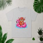 Highland Cow On Flamingo Float Hawaii Tropical Summer PNG SVG