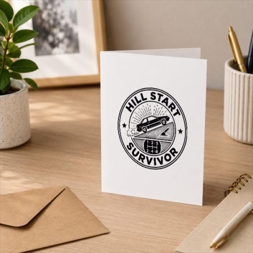 Hill Start Survivor Manual Transmission Car Greeting Card
