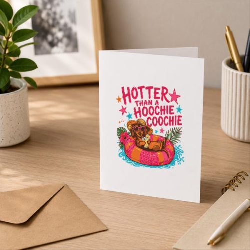 Hotter Than A Hoochie Coochie Dachshund Dog Greeting Card