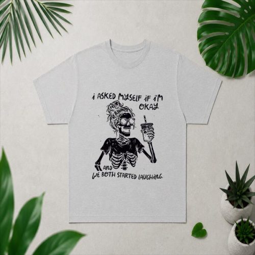 I Asked Myself If Im Okay Skeleton Coffee Saying PNG SVG