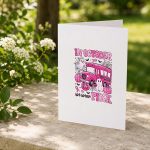 In October We Wear Pink Pumpkin Bus Breast Cancer Halloween Greeting Card