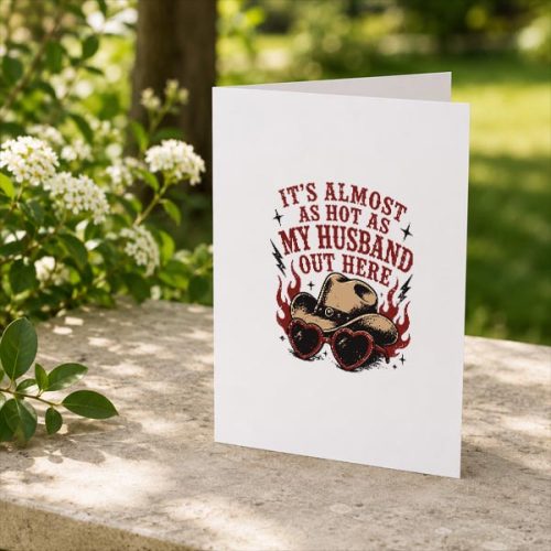 Its Almost As Hot As My Husband Out Here Greeting Card 2 Its Almost As Hot As My Husband Out Here Greeting Card