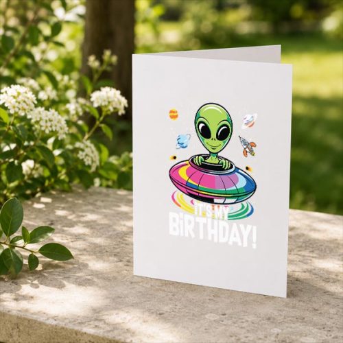 Its My Cute Alien Ufo Ship In Space Alien Greeting Card 2 Its My Cute Alien Ufo Ship In Space Alien Greeting Card