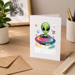 Its My Cute Alien Ufo Ship In Space Alien Greeting Card