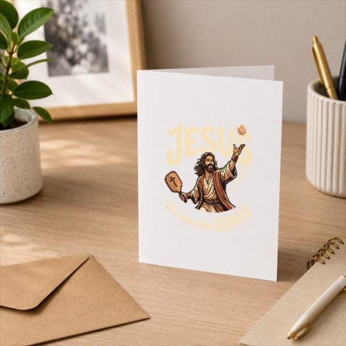 Jesus The One Who Serves Christian Pickleball Greeting Card 3 Jesus The One Who Serves Christian Pickleball Greeting Card