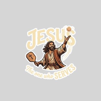 Jesus The One Who Serves Christian Pickleball Sticker