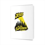 Jesus The Real Superhero Cityscape Illustration Greeting Card