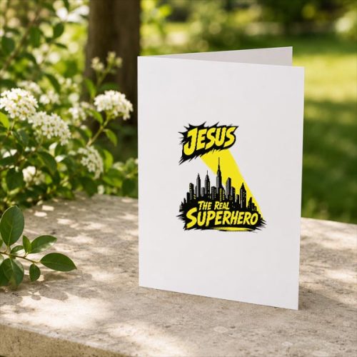 Jesus The Real Superhero Cityscape Illustration Greeting Card 2 Jesus The Real Superhero Cityscape Illustration Greeting Card
