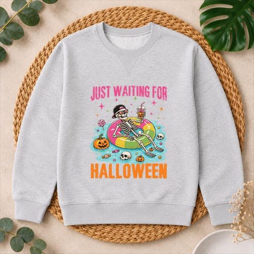 Just Waiting For Halloween Spooky Summer Skeleton PNG SVG