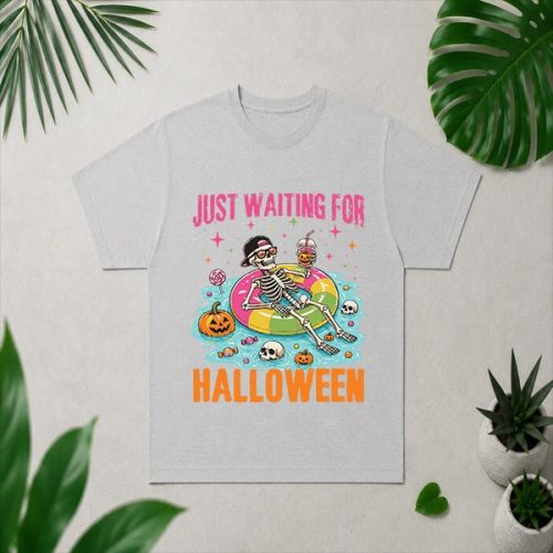Just Waiting For Halloween Spooky Summer Skeleton PNG SVG