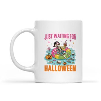 Just Waiting For Halloween Spooky Summer Skeleton Mug