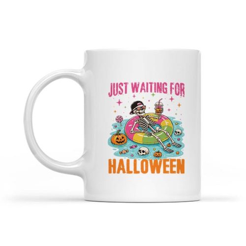 Just Waiting For Halloween Spooky Summer Skeleton Mug