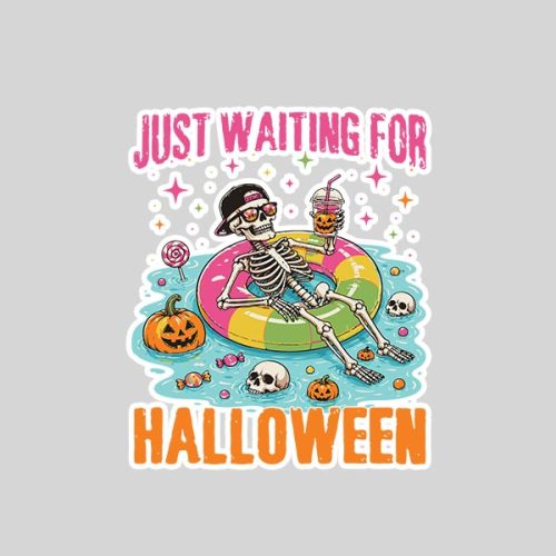 Just Waiting For Halloween Spooky Summer Skeleton Sticker 1 Just Waiting For Halloween Spooky Summer Skeleton Sticker