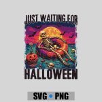 Just Waiting For Halloween Summer Skeleton PNG SVG