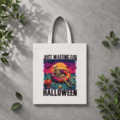 Just Waiting For Halloween Summer Skeleton PNG SVG