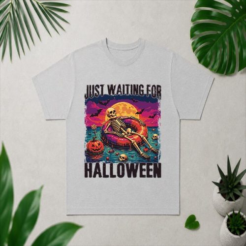 Just Waiting For Halloween Summer Skeleton PNG SVG