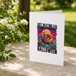 Just Waiting For Halloween Summer Skeleton Greeting Card