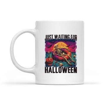Just Waiting For Halloween Summer Skeleton Mug