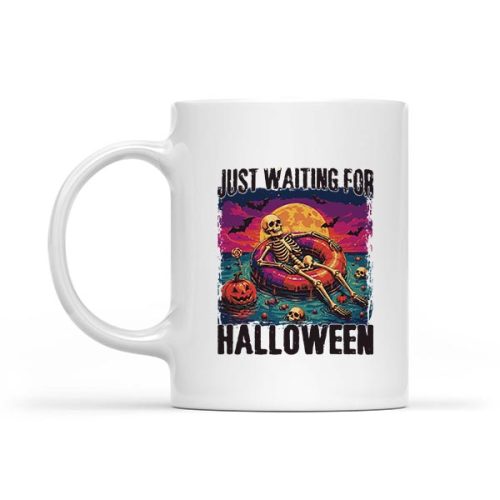 Just Waiting For Halloween Summer Skeleton Mug 1 Just Waiting For Halloween Summer Skeleton Mug