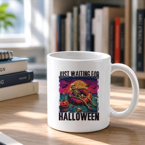 Just Waiting For Halloween Summer Skeleton Mug 2 Just Waiting For Halloween Summer Skeleton Mug