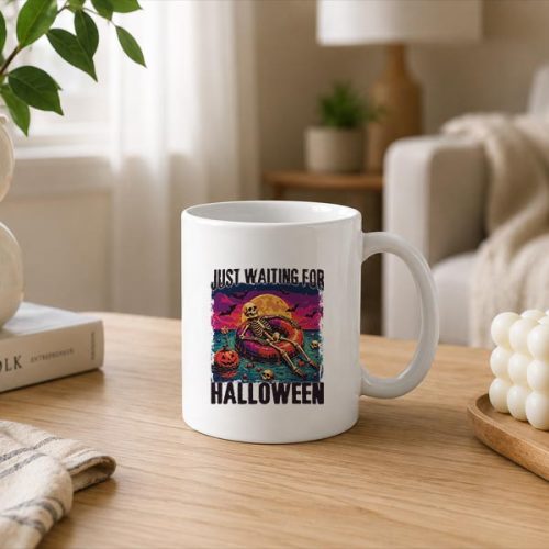 Just Waiting For Halloween Summer Skeleton Mug 3 Just Waiting For Halloween Summer Skeleton Mug