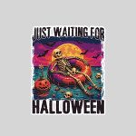 Just Waiting For Halloween Summer Skeleton Sticker