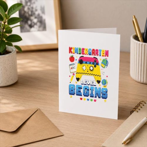 Kindergarten First Day Of Kindergarten Gaming School Greeting Card 3 Kindergarten First Day Of Kindergarten Gaming School Greeting Card