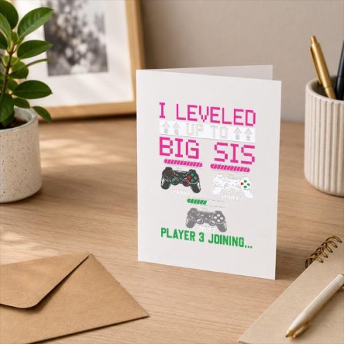 Leveled Up To Big Sister Again 2027 Promoted To Big Sister Greeting Card 3 Leveled Up To Big Sister Again 2027 Promoted To Big Sister Greeting Card