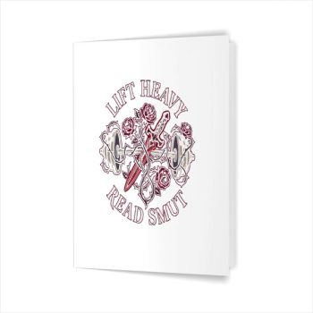 Homepage 64 Lift Heavy Read Smu Workout Gym Book Readings Greeting Card