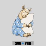 Llama Sleeping In Cute Pajamas Sleep PNG SVG