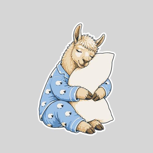 Llama Sleeping In Cute Pajamas Sleep Sticker
