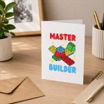Master Builder Building Blocks Toy Brick Builder Greeting Card
