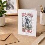 Medieval Three Coffees No Lunch Sarcastic Work Greeting Card