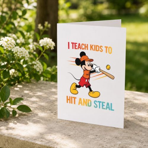 Mickey I Teach Kids to Hit and Steal Baseball Greeting Card 2 Mickey I Teach Kids to Hit and Steal Baseball Greeting Card