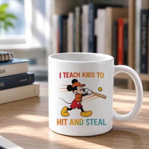Mickey I Teach Kids to Hit and Steal Baseball Mug 2 Mickey I Teach Kids to Hit and Steal Baseball Mug