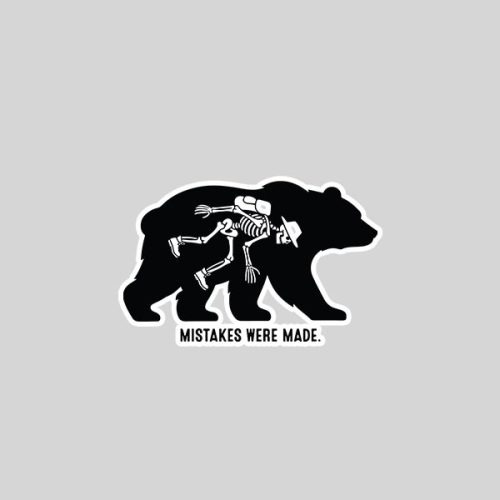 Mistakes Were Made Bear Skeleton Hiking Sticker 1 Mistakes Were Made Bear Skeleton Hiking Sticker